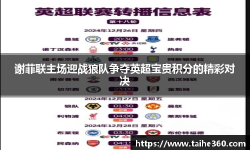 谢菲联主场迎战狼队争夺英超宝贵积分的精彩对决